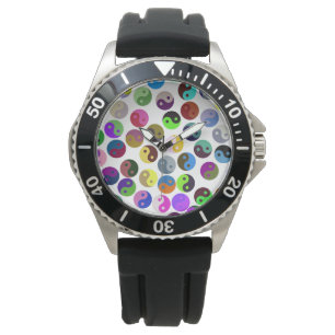 Montre Ying Yang Motif Watch coloré