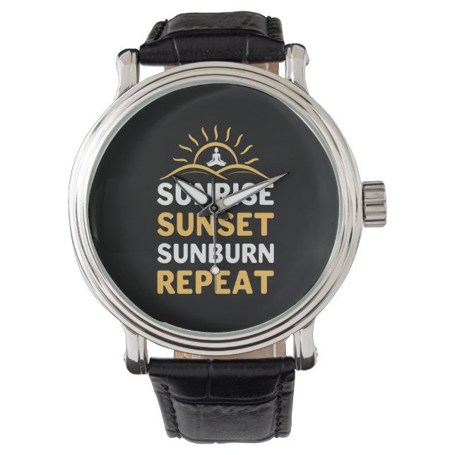 Montre Yoga Lover | Yoga Sunrise Sunset Sunburn Répéter (devant)