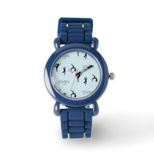 Montre Yoga pose et texte motif sur bleu