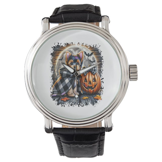 Montre Yorkie Chien Carré d'Halloween (devant)