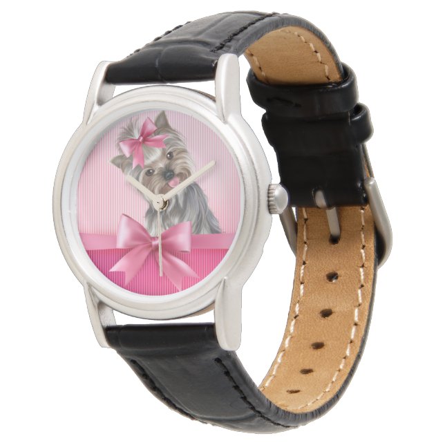 Montre Yorkshire Terrier Pink Princess Yorkie Puppy Dog (Incliné)