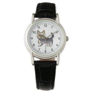 Montre Yorkshire Terrier Yorkie de dessin animé bleu et o