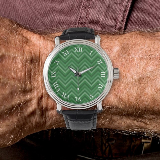 Montre Zags Zig vert de la forêt géométrique Numérique mo (On man's wrist)