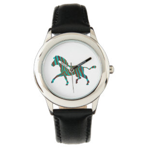 Montre Zebra Black et Green Print