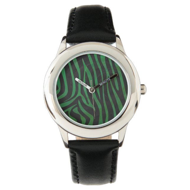 Montre Zebra Black et Green Print (devant)