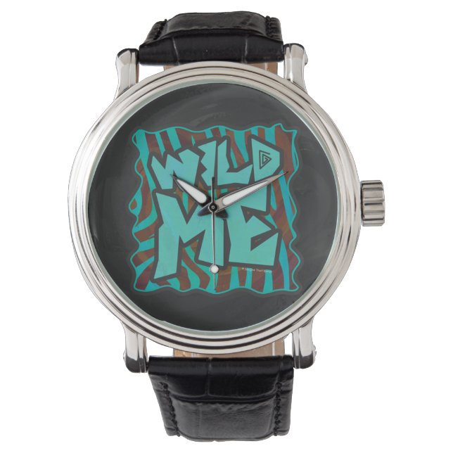 Montre Zebra Brown et Turquoise Wild Me Design (devant)