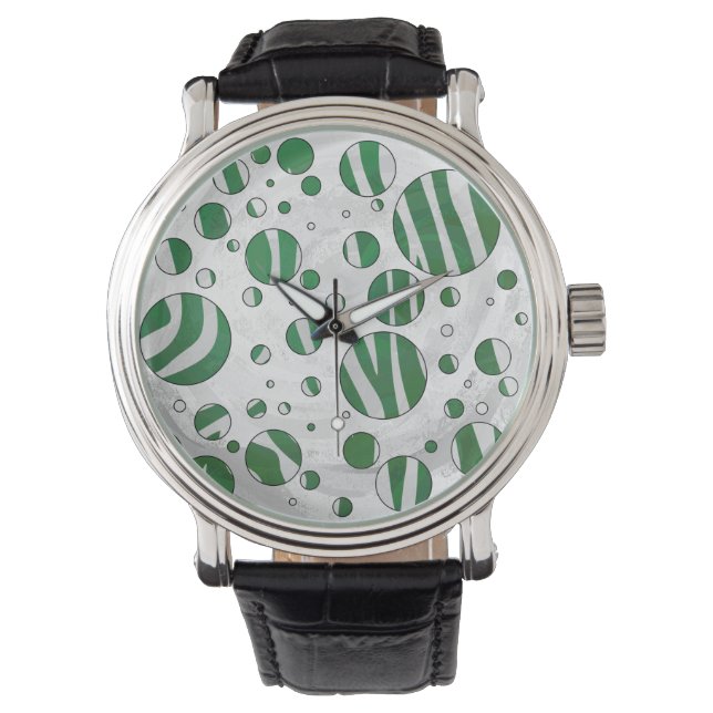 Montre Zebra Green et White Polka Dot (devant)