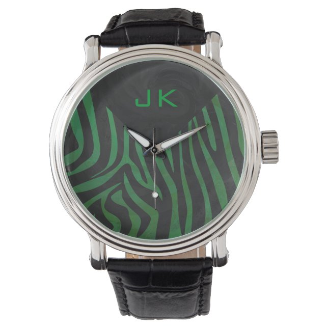 Montre Zebra Monogramme noir et vert (devant)