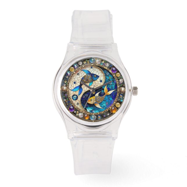 Montre Zodiac - Poissons de poisson Yin et Yang (Recto)