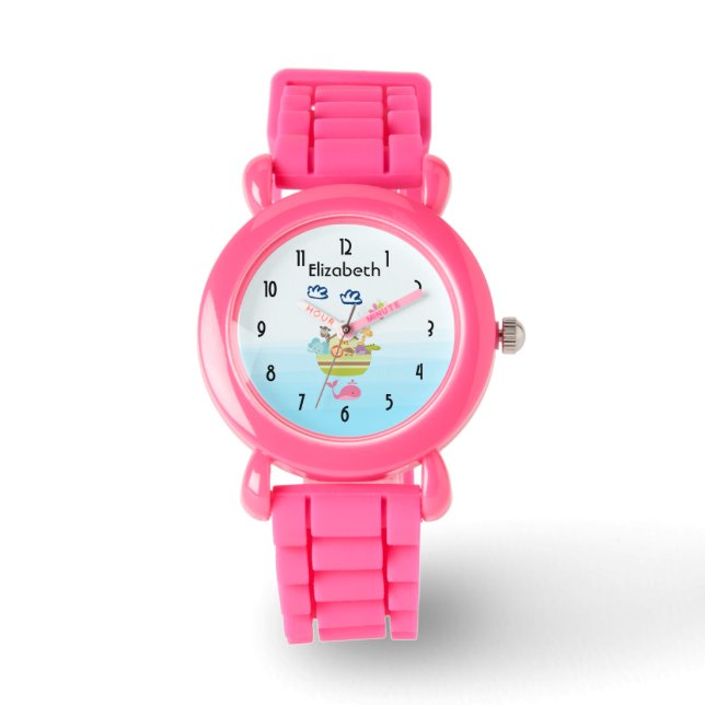 Montre Zoo mignon Arche animal avec papillon et baleine (Recto)