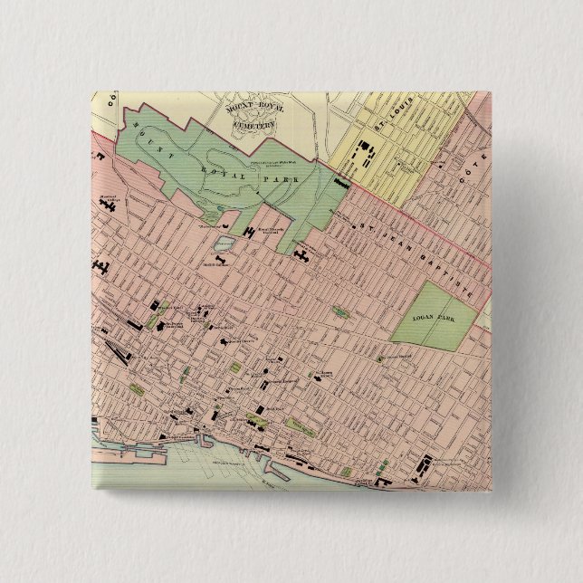 Montreal 2 Inch Square Button (Front)