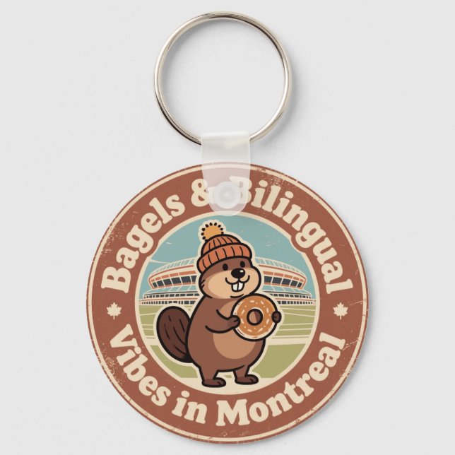 Montreal Bagels & Bilingual Vibes Keychain (Front)
