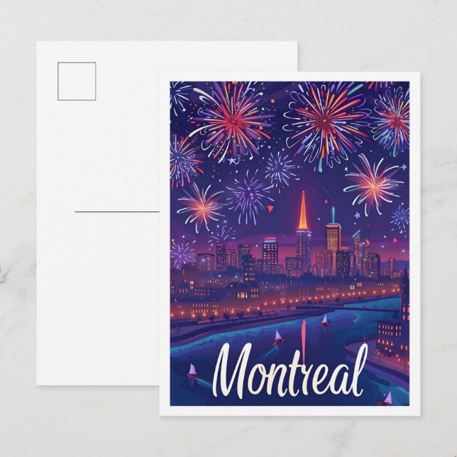 Montreal Canada Artistic Travel Illustration Postcard (Front/Back)