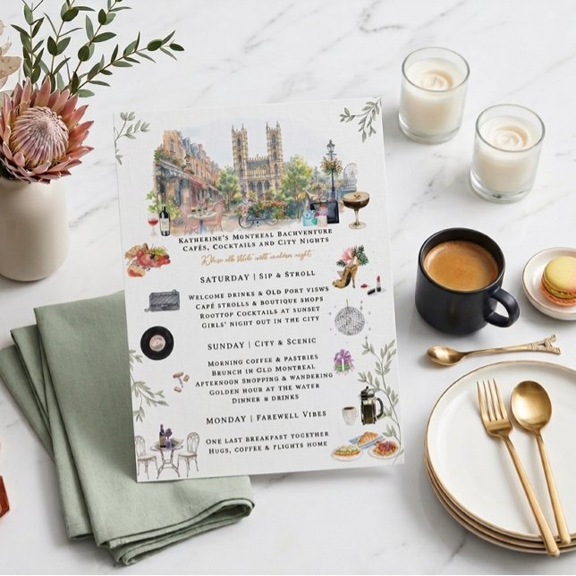 Montreal Canada Bachelorette Itinerary Invitation (Creator Uploaded)