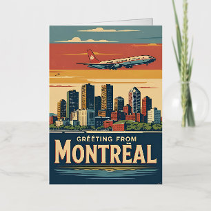 Montreal Canada Retro Vintage Skyline Foil Greeting Card