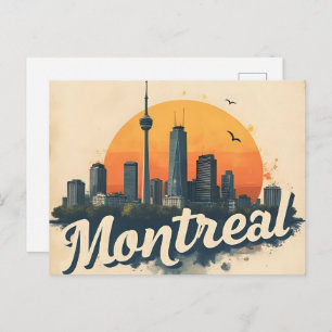 Montreal Canada Retro Vintage Skyline Postcard