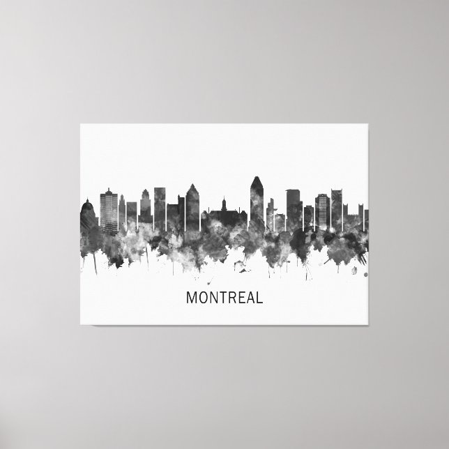 Montreal Canada Skyline BW Canvas Print (Front)