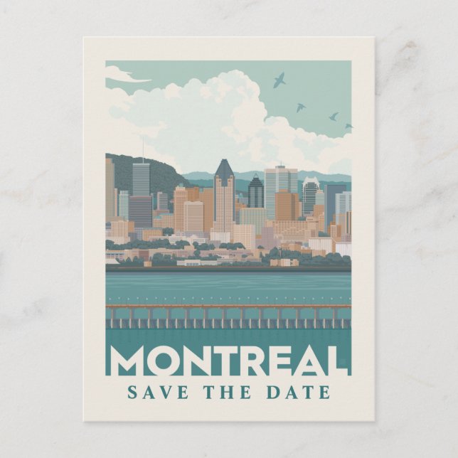Montreal, Canada | Skyline | Save the Date Invitation Postcard (Front)