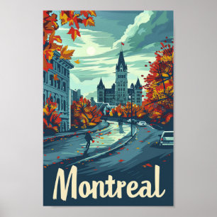 Montreal Canada Vintage Retro Travel Illustration Poster