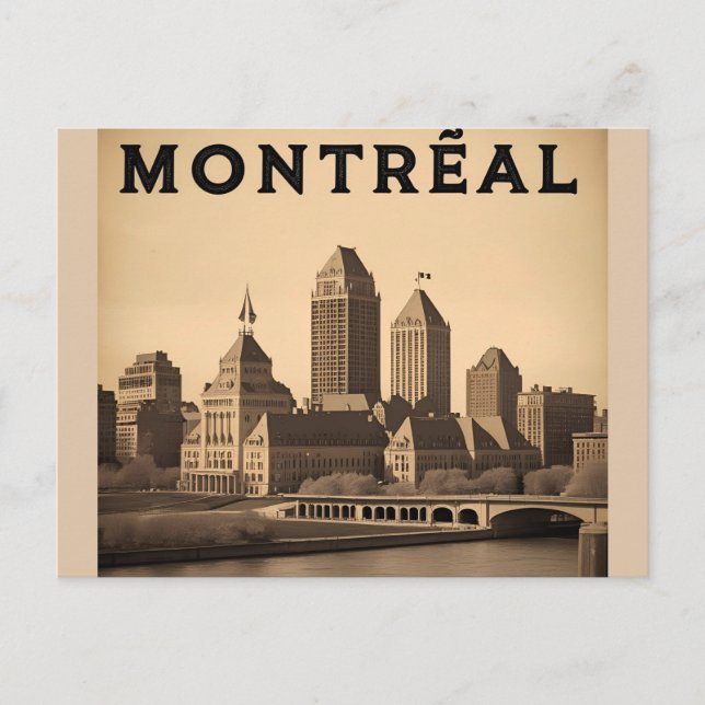 Montreal Canada Vintage Skyline  Postcard (Front)