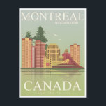 Montreal Canada vintage tourism illustration city Postcard<br><div class="desc">vintage,  retro,  travel,  modern,  watercolor,  classic,  Montreal Canada,  Montreal,  tourism,  illustration city, </div>
