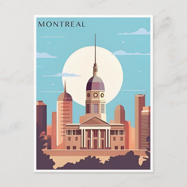 Montreal Canada vintage tourism illustration city Postcard (Front)