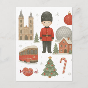 Montreal Christmas Watercolor Cozy Winter Postcard