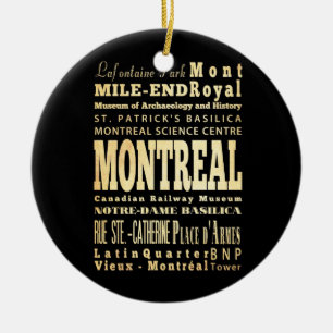 Montreal City of Canada Typography Art Ceramic Ornament