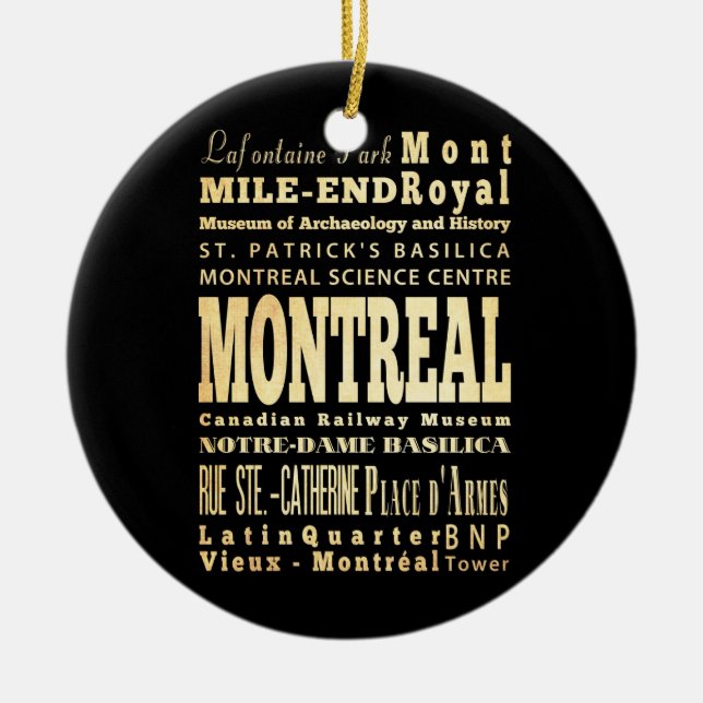 Montreal City of Canada Typography Art Ceramic Ornament (Front)