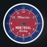 Montreal Hockey 24 Hour Wall Clock<br><div class="desc">Stylish and practical classic Montreal Hockey wall clock,  featuring 12 and 24 hour markings,  60 second or minute indicators and customizable name or initials. Makes a great personalized gift idea for the Montreal hockey fan.</div>