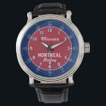 Montreal Hockey 24 Hour Watch<br><div class="desc">Stylish and practical classic Montreal Hockey watch,  featuring 12 and 24 hour markings,  60 second or minute indicators and customizable name or initials. Makes a great personalized gift idea for the Montreal hockey fan.</div>