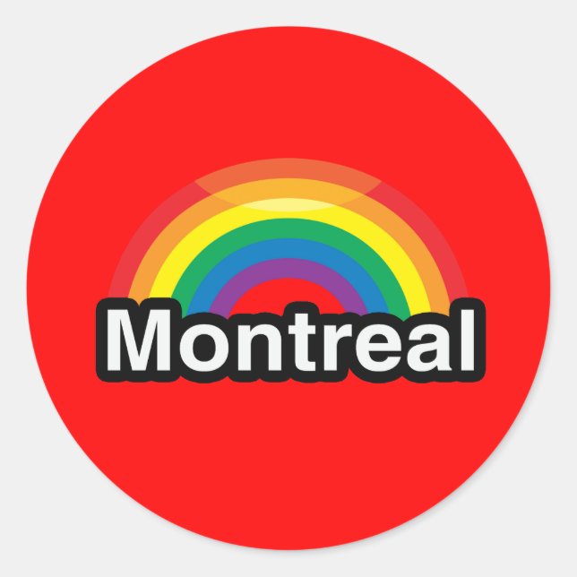 MONTREAL LGBT PRIDE RAINBOW CLASSIC ROUND STICKER (Front)