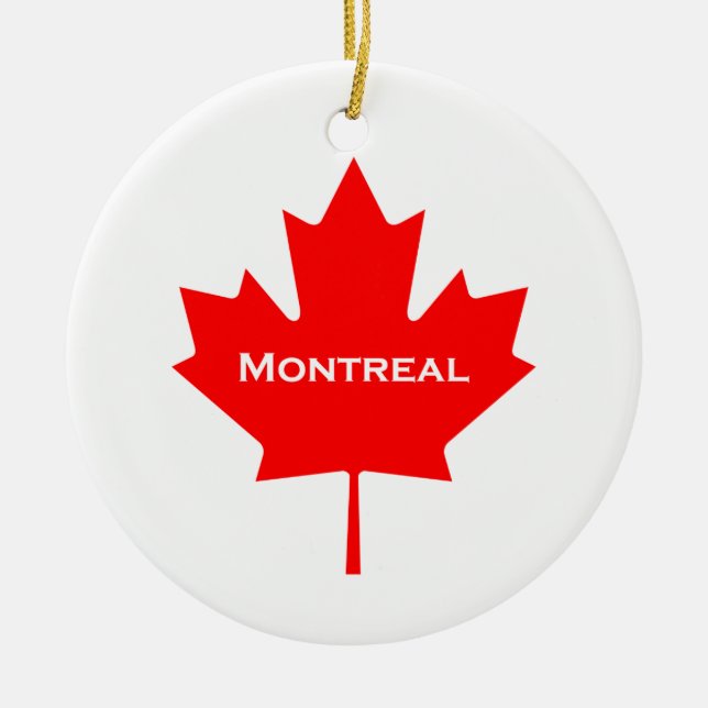 Montreal Maple Leaf Ceramic Ornament (Front)