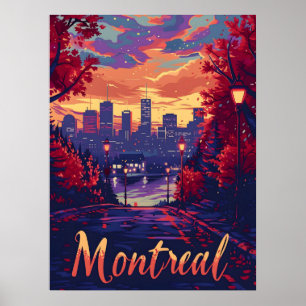 Montreal Nights: City Lights and Purple Clouds Poster