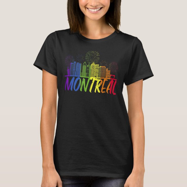 Montreal Pride Skyline  Pride Parade Montreal T-Shirt (Front)