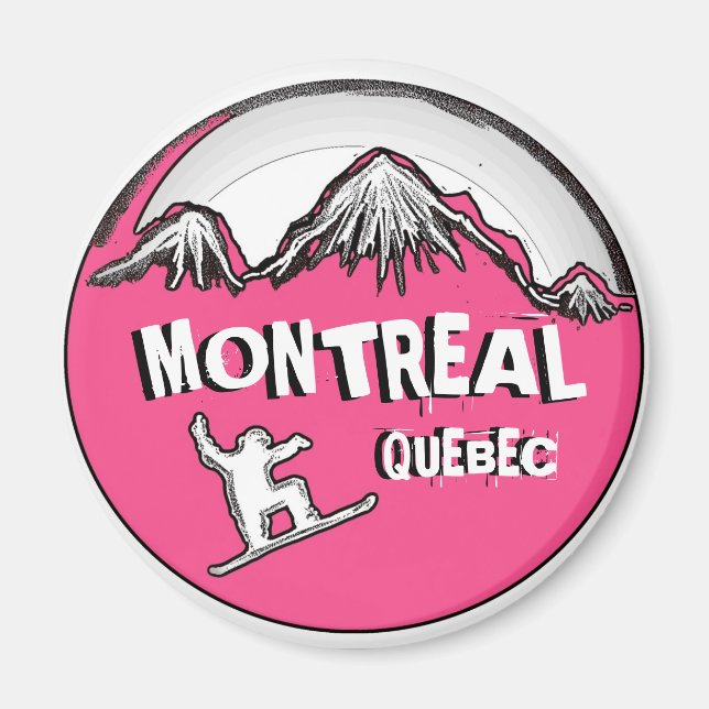 Montréal Québec Aimant de snowboardeur rose Canada (Devant)
