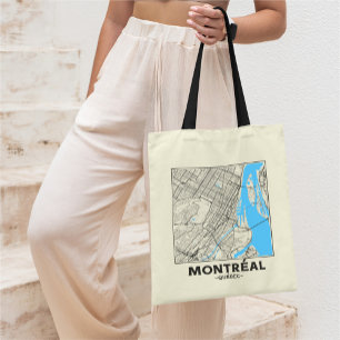 Montreal, Quebec City Map Tote Bag