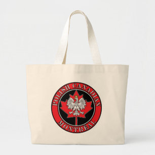 Montreal Round Polish Canadian Leaf Large Tote Bag