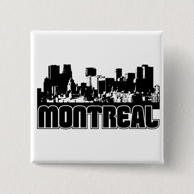 Montreal Skyline 2 Inch Square Button (Front)