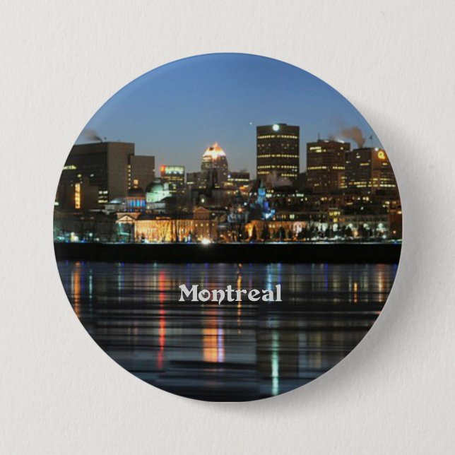 Montreal Skyline 3 Inch Round Button (Front)