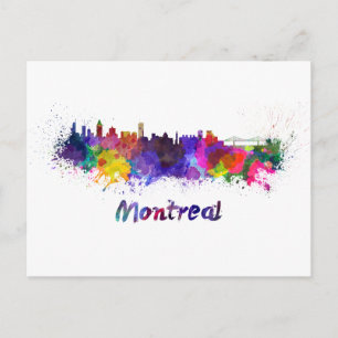 Montreal skyline in watercolor postcard