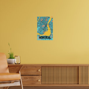 Montreal Street Map Two-Tone Poster with City Name