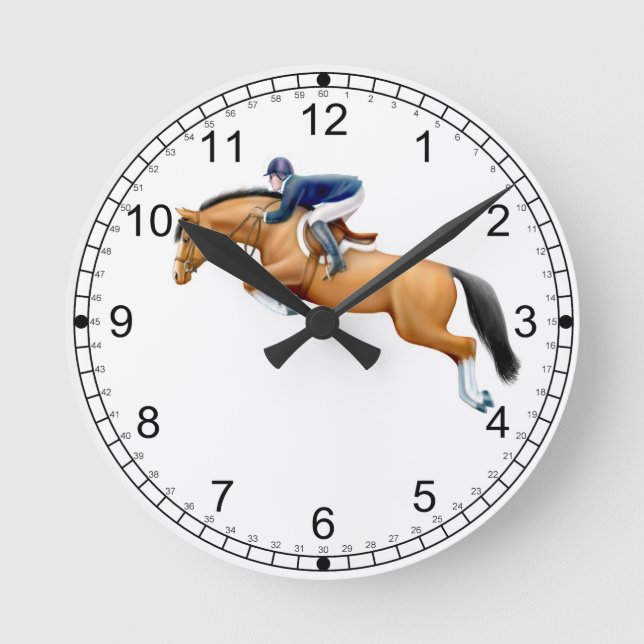 Montrer Cheval Jumper Horse équestre Mur Horloge (Recto)