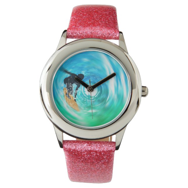 Montres à poignet Abstrait Surfer bleu (devant)