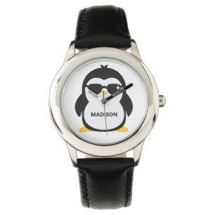 Montres de pingouin cool de nom personnalisé