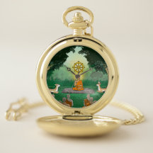 Triple Gems : Bouddha, Dharma, Sangha Pocket Watch