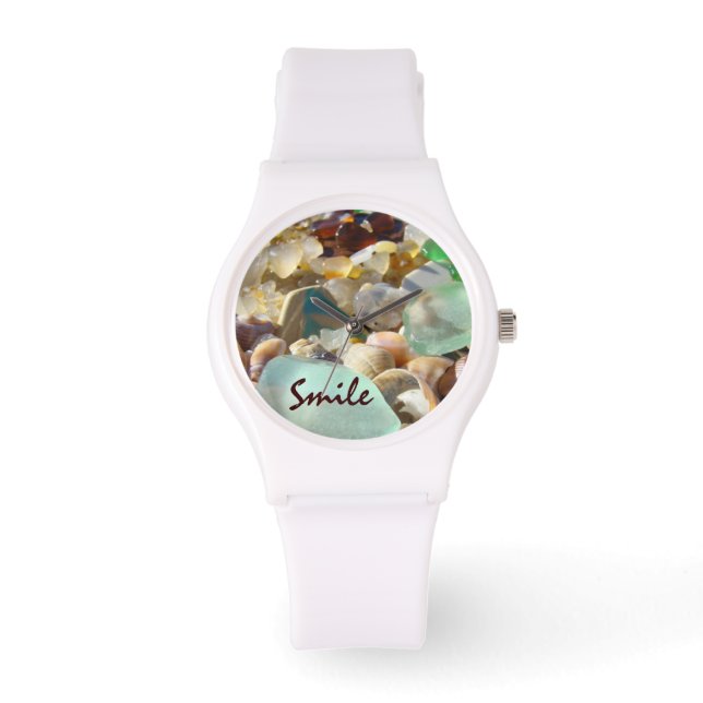 Montres de sourire personnalisé Blue Seaglass Agat (Recto)