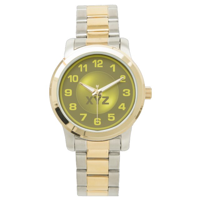 Montres des initiales personnalisées jaunes brûlée (devant)