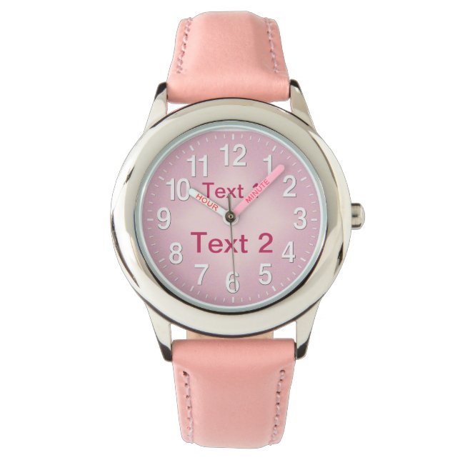Montres roses personnalisées grand nombre pour enf (devant)