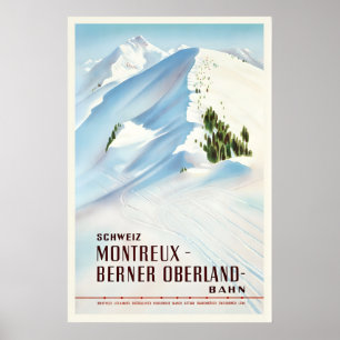 Montreux Bernese Oberland Switzerland Vintage Poster